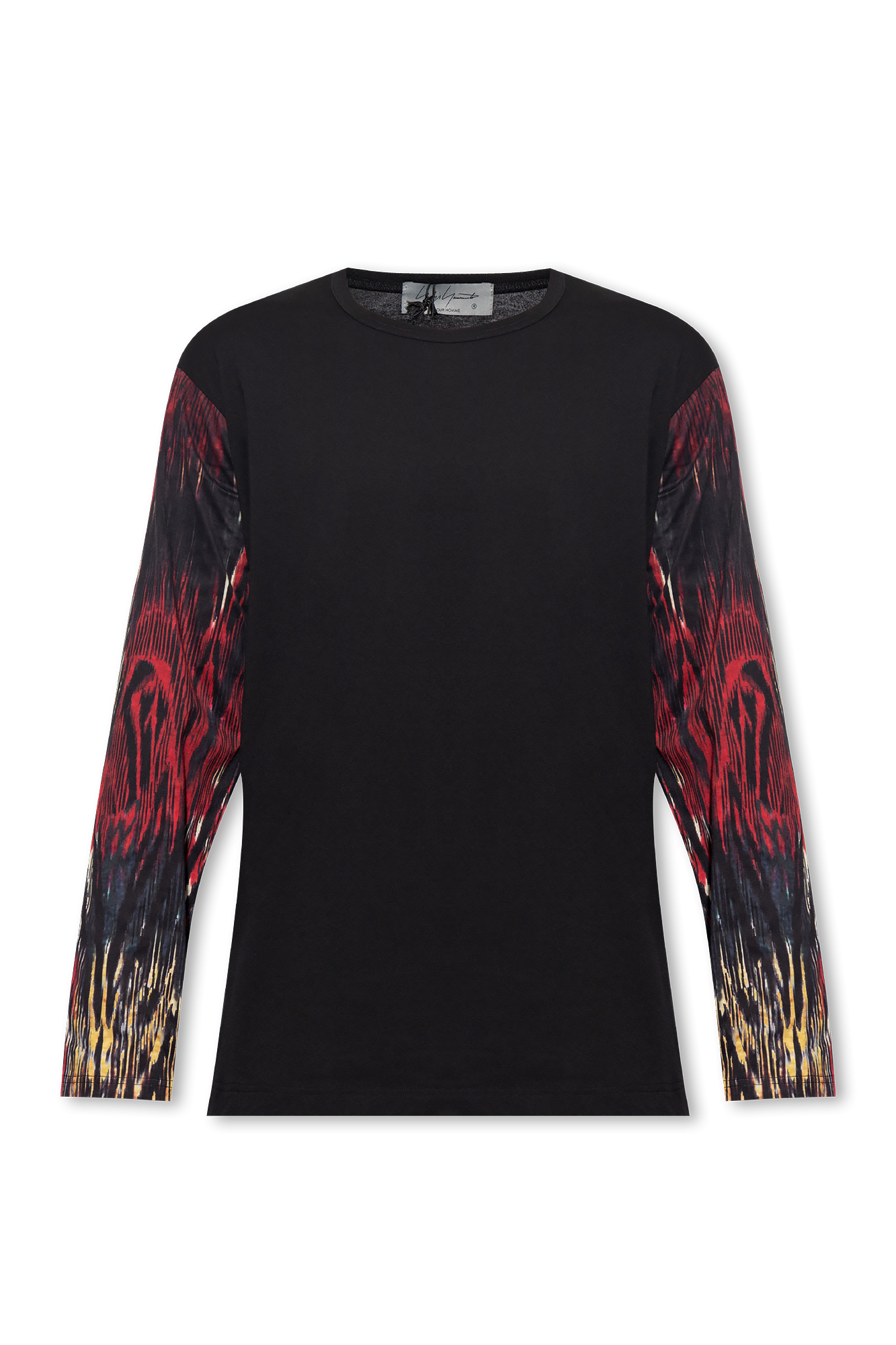 【YOHJI YAMAMOTO】Embroidery Long Sleeve T-shirt /Tシャツ Embroidery Long Sleeve T-shirt (Lily)(M BLACK): YOHJI